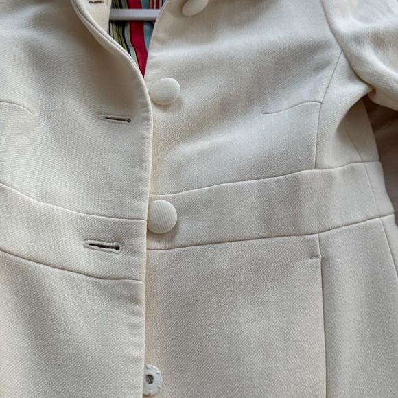 J Crew Wool-blend lady day pea coat in Ivory 2 Classic Silk Lining 3 Buttons - Picture 5 of 11